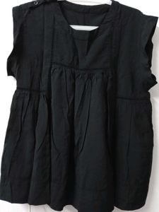 Chic Black Cotton Blend Top