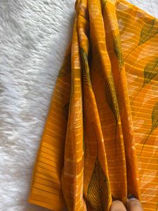 Elegant Mustard Leaf Print Saree❤️
