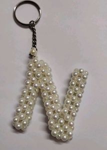 Pearl Letter 'N' Keychain