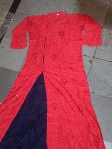 Red Embroidered Kurta