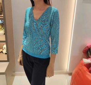 H&amp;M Blue Floral Print Lace Trim Top - XS/S