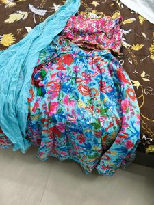 BIBA Girls Floral Print Lehenga Set