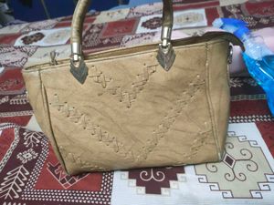 Stylish Tan Textured Handbag