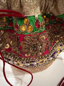 Multi-Colour Zari  Embroidered Potli Bag