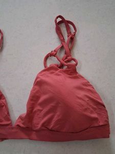 L Stylish Coral Bikini Top
