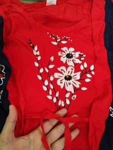 Red Dress with Floral Embroidery