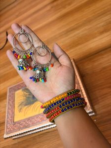 🪔 Jhumka Earrings & Bangle Set💗