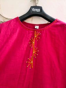 Vibrant Pink Embroidered Tunic 4XL