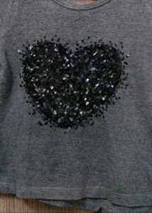 Gray Sequin Heart Tee