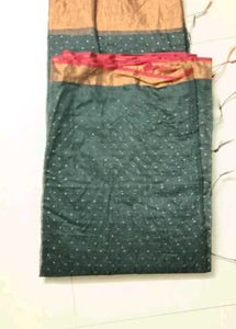 Elegant Dark Saree with Gold Border