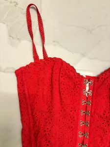 Red Broderie Anglaise Corset Top