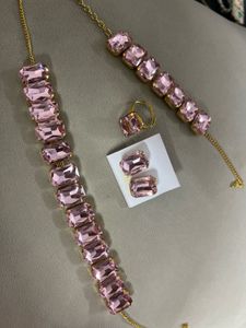 Elegant Pink Crystal Jewellery Set