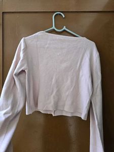 Light Pink Button-Down Knit Cardigan