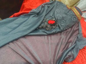 Beautiful Red and gray with embroidery