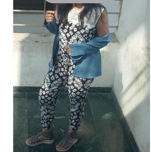 Crochet printed jumpsuit With Pockets