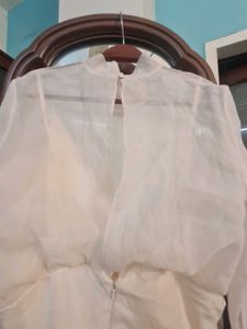 Nude Colour Organza Midi Dress
