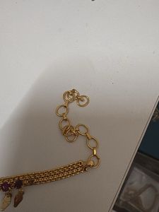 Gold necklace (elakkathali) with Red Stones
