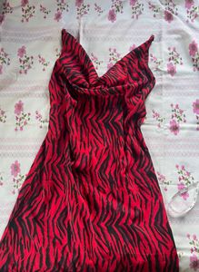Red Tiger Print Slip Dress