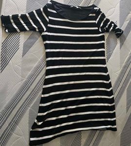 Striped Black & White Casual Dress