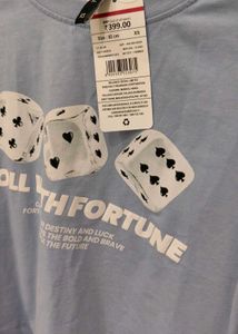 RIO Light Blue Graphic Boxy Crop T-Shirt