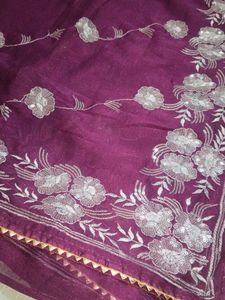 Elegant Purple Embroidered saree
