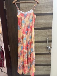 multi tie dye maxi mesh dress