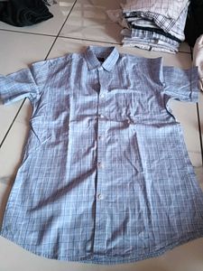 Men's Blue Plaid Short Sleeve Shirt(new)