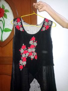 Embroidered Black Maxi Dress