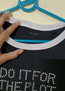 Black Crop Top "Do It For The Plot"
