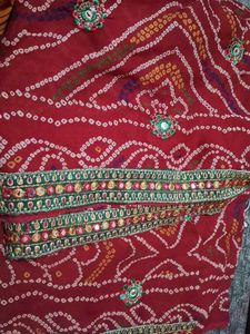 Red Bandhani saree