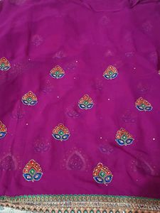 Vibrant Purple Embroidered Saree