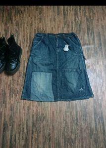 Y2K blue denim midi skirt