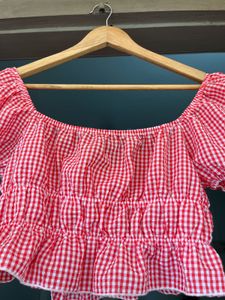 Shein Red Gingham Top