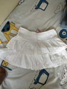 Cute White Tiered Mini Skirt