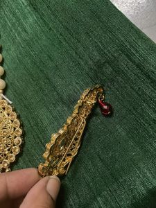Elegant Pearl and Ruby Necklace Set