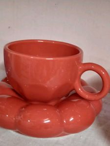 Cute Red Coffee Cup and Saucer Set