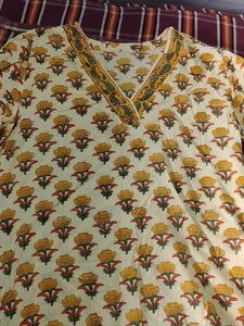 Stunning Yellow Kurta With Flower Print
