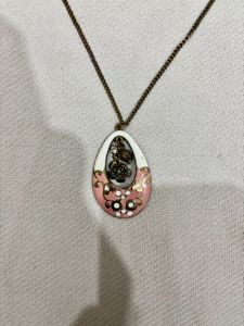 Charming Pink Floral Teardrop Pendant Necklace