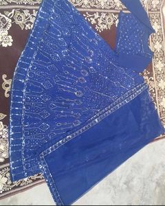 Elegant Navy Blue Sequin Lehenga
