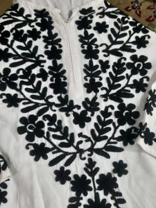 Embroidered White Kurti