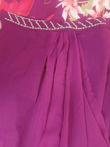 Saree With Beaded Purple Blouse