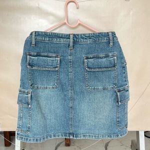 Blue Denim Cargo Skirt