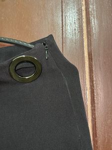 Chic Black Wrap Skirt with Gold Accents