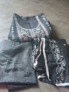 Embroidered Black Kurta