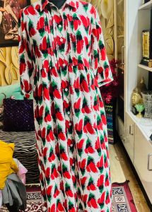 Chic Floral Print Button-Down Maxi Dress