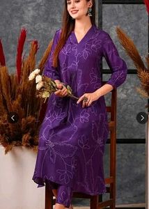 Elegant Purple Floral Kurta Set