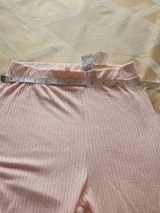 Peach Ribbed Flare Pants