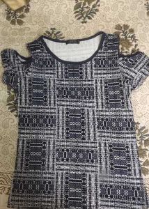 Patterned Cold Shoulder Top
