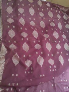 Elegant Purple Saree with Silver Motifs