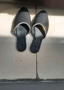 Stylish Black Mules with Embellished Trim
